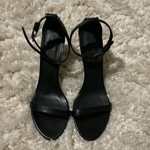 Theory Black Leather Heel Sandals
